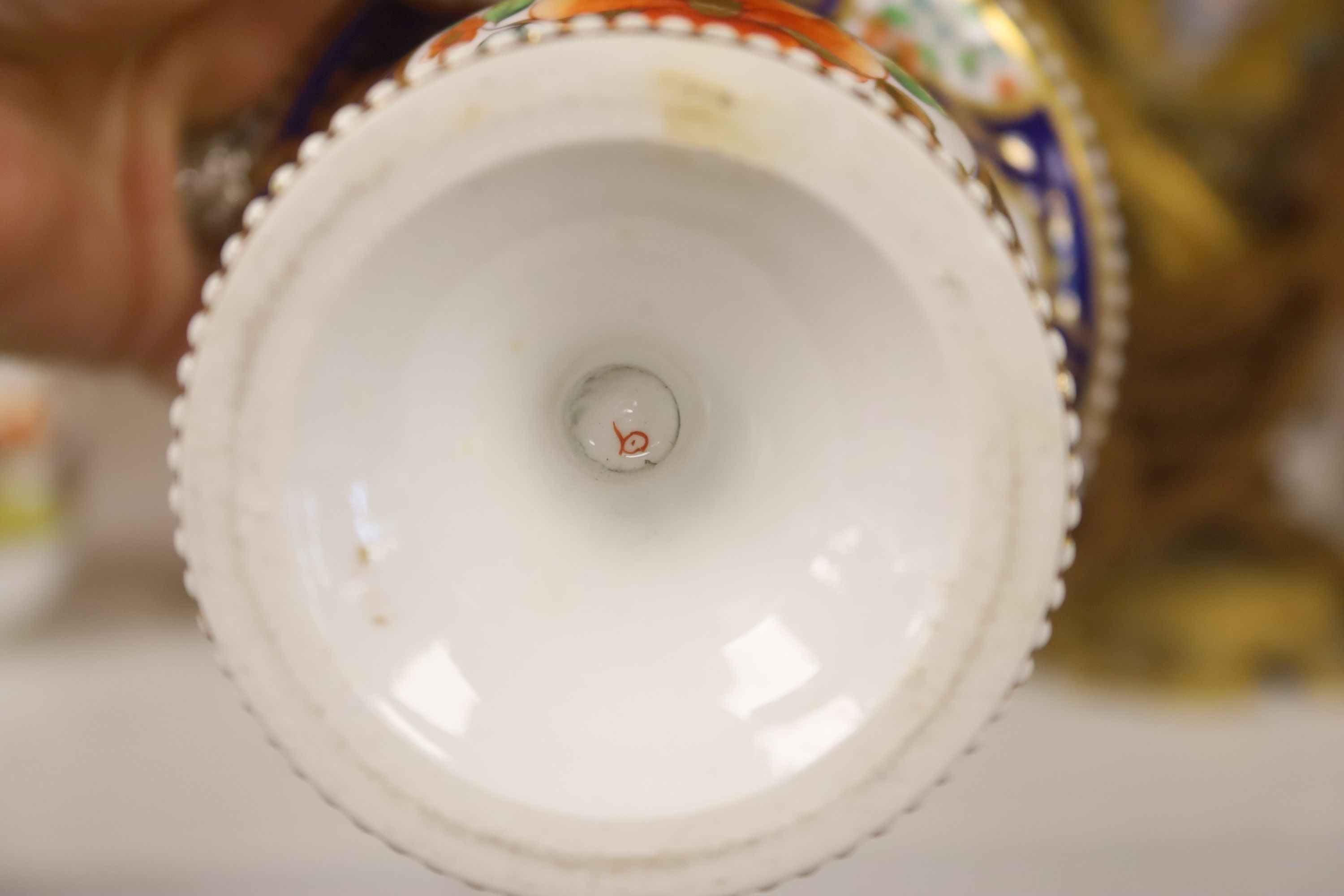 A Spode vase with beaded rim and foot rim painted with an imari pattern c.1820,